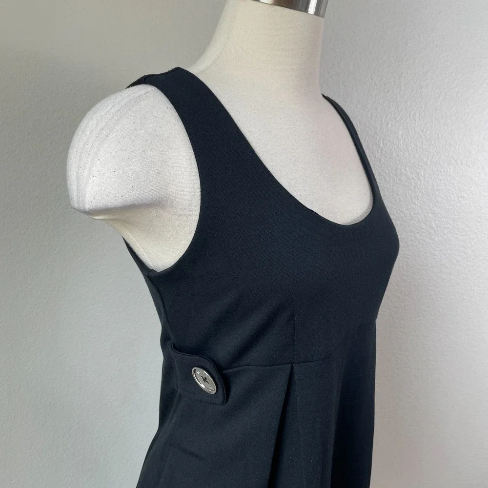 Michael Kors‎ Womens 4 Black Side Button Babydoll Dress Sleeveless Stretch
